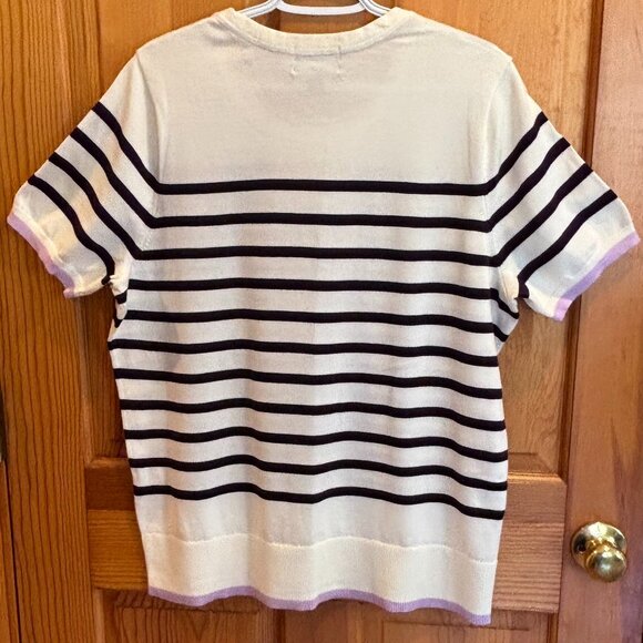 Lands' End Women's 100% Supima Cotton Striped Purple Top & Cardigan Set NWOT - Picture 6 of 16